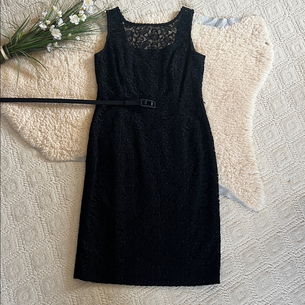 Classic Black Lace Sheath Dress